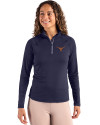 Texas Longhorns Cutter & Buck Coastline Epic Comfort Recycled Women’s Quarter Zip Navy Blue Front Thumbnail Image