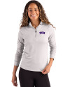 TCU Horned Frogs Cutter & Buck Coastline Epic Comfort Recycled Women’s Quarter Zip CONCRETE Front Thumbnail Image