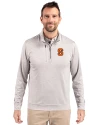 View image 7: Syracuse Orange Cutter & Buck Stealth Heathered Mens Quarter Zip Polished Medium Gray Front