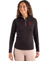 Indiana Hoosiers Cutter & Buck Coastline Epic Comfort Recycled Women’s Quarter Zip Black Front Thumbnail Image