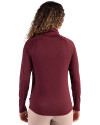 New Mexico State Aggies College Vault Cutter & Buck Coastline Epic Comfort Recycled Women’s Quarter Zip Bordeaux Back Thumbnail Image
