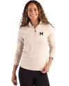 Michigan Wolverines College Vault Cutter & Buck Coastline Epic Comfort Recycled Women’s Quarter Zip Wheat Front Thumbnail Image