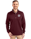 Texas A&M Aggies Cutter & Buck Traverse Stretch Eco Quarter Zip Mens Pullover Bordeaux Front Thumbnail Image
