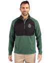 2026 Senior PGA Championship Cutter & Buck Adapt Eco Knit Hybrid Recycled Mens Quarter Zip Hunter/Black Front Thumbnail Image