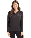 Los Angeles Dodgers 2025 National League Champions Cutter & Buck Coastline Epic Comfort Recycled Womens Hooded Shirt Black Front Thumbnail Image