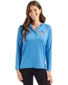 Los Angeles Dodgers 2025 National League Champions Cutter & Buck Coastline Epic Comfort Recycled Womens Hooded Shirt Digital Front Thumbnail Image