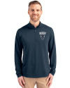 Howard Bison Cutter & Buck Virtue Eco Pique Recycled Quarter Zip Mens Pullover Navy Blue Front Thumbnail Image