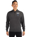 Howard Bison Cutter & Buck Lakemont Tri-Blend Mens Quarter Zip Pullover Sweater Charcoal Heather Front Thumbnail Image