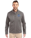 Los Angeles Dodgers 2025 World Series Champions Cutter & Buck Evoke Softshell Recycled Full Zip Mens Jacket Elemental Grey Front Thumbnail Image