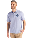 Los Angeles Dodgers 2025 World Series Champions Cutter & Buck Pike Eco Symmetry Print Stretch Recycled Mens Polo White/Tour Blue Front Thumbnail Image