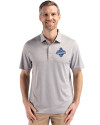 Los Angeles Dodgers 2025 World Series Champions Cutter & Buck Forge Epic Confidence Fine Line Stripe Stretch Recycled Mens Polo Polished/White Front Thumbnail Image