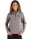 Los Angeles Dodgers 2025 World Series Champions Cutter & Buck Roam Epic Versatility Recycled Womens Quarter Zip Pullover Elemental Grey Front Thumbnail Image