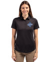 Los Angeles Dodgers 2025 World Series Champions Cutter & Buck Prospect Eco Textured Stretch Recycled Womens Short Sleeve Polo Black Front Thumbnail Image
