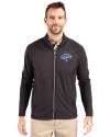 Los Angeles Dodgers 2025 World Series Champions Cutter & Buck Adapt Eco Knit Hybrid Recycled Mens Full Zip Jacket Black Front Thumbnail Image