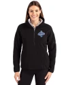 View image 1: Los Angeles Dodgers 2025 World Series Champions Cutter & Buck Cascade Epic Comfort Recycled Sherpa Fleece Womens Pullover Jacket Black Front