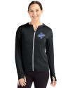Los Angeles Dodgers 2025 World Series Champions Cutter & Buck Daybreak Eco Recycled Womens Full Zip Hoodie Black Front Thumbnail Image