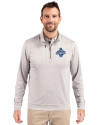 Los Angeles Dodgers 2025 World Series Champions Cutter & Buck Stealth Heathered Quarter Zip Mens Pullover Polished Medium Gray Front Thumbnail Image