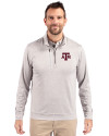 Texas A&M Aggies Cutter & Buck Stealth Heathered Quarter Zip Mens Pullover Polished Medium Gray Front Thumbnail Image