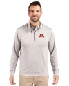 Minnesota Golden Gophers Cutter & Buck Stealth Heathered Quarter Zip Mens Pullover Polished Medium Gray Front Thumbnail Image