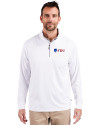 Fairleigh Dickinson Knights Cutter & Buck Adapt Eco Knit Stretch Recycled Mens Quarter Zip Pullover White Front Thumbnail Image