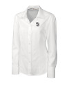 San Diego Padres Cutter & Buck Epic Easy Care Nailshead Womens Long Sleeve Dress Shirt White Mannequin Thumbnail Image