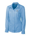 View image 1: Tampa Bay Rays Cutter & Buck Epic Easy Care Nailshead Womens Long Sleeve Dress Shirt Atlas Light Blue Mannequin