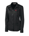 Cincinnati Reds Cutter & Buck Epic Easy Care Nailshead Womens Long Sleeve Dress Shirt Black Mannequin Thumbnail Image