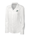 View image 1: Miami Dolphins Cutter & Buck Epic Easy Care Nailshead Womens Long Sleeve Dress Shirt White Mannequin