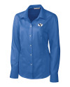 Brigham Young Cougars Cutter & Buck Epic Easy Care Nailshead Womens Long Sleeve Dress Shirt French Blue Mannequin Thumbnail Image