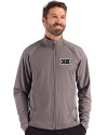 BIG 12 Conference -  Cutter & Buck Adapt Eco Knit Hybrid Recycled Mens Full Zip Jacket Elemental Grey Front Thumbnail Image