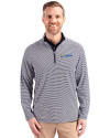 Seafair Cutter & Buck Virtue Eco Pique Micro Stripe Recycled Mens Big & Tall Quarter Zip Navy Blue/White Front Thumbnail Image