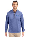 Seafair Cutter & Buck Adapt Eco Knit Heather Mens Big & Tall Quarter Zip Pullover Tour Blue Heather Front Thumbnail Image