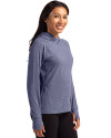 Seafair Cutter & Buck Adapt Knit Recycled Womens Heathered Hooded Pullover Navy Blue Heather Side Thumbnail Image