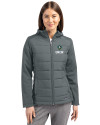 UNC Wilmington Seahawks - Cutter & Buck Evoke Hybrid Softshell Recycled Full Zip Womens Hooded Jacket Elemental Grey Front Thumbnail Image