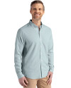 UNC Wilmington Seahawks - Cutter & Buck Skyline Epic Confidence Recycled Pinstripe Mens Long Sleeve Dress Shirt Hunter/White Side Thumbnail Image