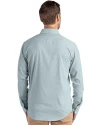 UNC Wilmington Seahawks - Cutter & Buck Skyline Epic Confidence Recycled Pinstripe Mens Long Sleeve Dress Shirt Hunter/White Back Thumbnail Image