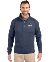 UNC Wilmington Seahawks - Cutter & Buck Mainsail Sweater-Knit Mens Half Zip Pullover Jacket Liberty Navy Heather Front Thumbnail Image
