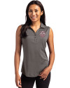Indiana Hoosiers College Football Playoff 2025 National Champions Cutter & Buck Forge Eco Stretch Recycled Womens Sleeveless Polo Dark Black Heather Front Thumbnail Image