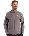 Indiana Hoosiers College Football Playoff 2025 National Champions Cutter & Buck Adapt Eco Knit Hybrid Recycled Mens Big & Tall Full Zip Jacket Elemental Grey Front Thumbnail Image