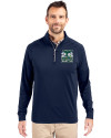 2026 Seattle FIFA World Cup Cutter & Buck Adapt Eco Knit Stretch Recycled Mens Big and Tall Quarter Zip Pullover Navy Blue Front Thumbnail Image