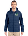 2026 Seattle FIFA World Cup Cutter & Buck Evoke Hybrid Eco Softshell Recycled Full Zip Mens Big & Tall Hooded Jacket Navy Blue Front Thumbnail Image