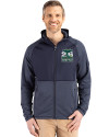 2026 Seattle FIFA World Cup Cutter & Buck Peshastin Fleece Recycled Mens Hybrid Jacket Navy Blue Heather Front Thumbnail Image