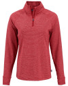 Cutter & Buck Adapt Recycled Soft Knit Stripe Womens Quarter Zip Pullover Cardinal Red Heather Mannequin Thumbnail Image