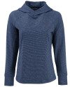 Cutter & Buck Adapt Recycled Soft Knit Stripe Womens Hooded Pullover Navy Blue Heather Mannequin Thumbnail Image