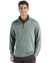 Cutter & Buck Forge Epic Confidence Recycled Double Stripe Mens Quarter Zip Hunter/White Front Thumbnail Image