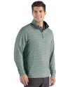 Cutter & Buck Forge Epic Confidence Recycled Double Stripe Mens Quarter Zip Hunter/White Side Thumbnail Image