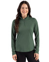 Cutter & Buck Prospect Epic Confidence Recycled Textured Stretch Womens Quarter Zip Hunter Green Front Thumbnail Image