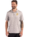 View image 1: Pittsburgh Pirates Cutter & Buck Coastline Recycled Double Peached Camo Print Mens Polo CONCRETE Front