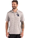 Colorado Rockies Cutter & Buck Coastline Epic Comfort Camo Print Recycled Mens Polo CONCRETE Front Thumbnail Image