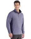 Toronto Blue Jays Cutter & Buck Forge Epic Confidence Recycled Double Stripe Mens Quarter Zip Navy Blue/White Side Thumbnail Image